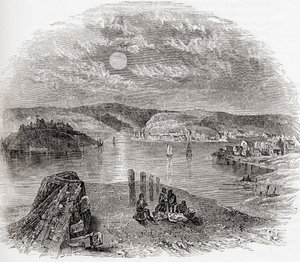 Kinsale, County Cork, Irland på 1800-talet, från Old England: Ett bildmuseum, pub. 1847 av English School