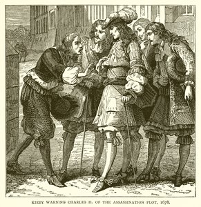 Kirby varnar Charles II för mordplanen, 1678 av English School
