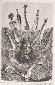Knive, maske og måtte fra Upper Congo, fra 