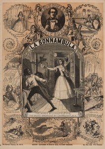 La Sonnambula, en av Sam Cowells komiska sånger (färg litho) av English School