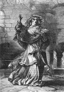 Lady Macbeth (akt II) (Macbeth) - Illustration i "" Completes de William Shakespeare"" 1866 - Illustrationerna och den allmänna formen för denna utgåva är lånade från Cassells illustrerade Shakespeare, publicerad i London av English School