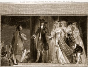 Lady Mary presenterade för Prince of Orange, illustration från David Humes The History of England, pub. av R. Bowyer, London, 1812 av English School