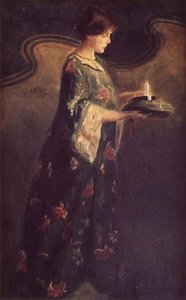 Dam med ett ljus, ca 1890 av English School