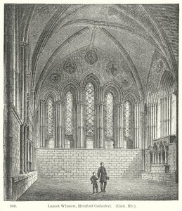 Lancetfönstret, Herefords katedral (gravyr) av English School