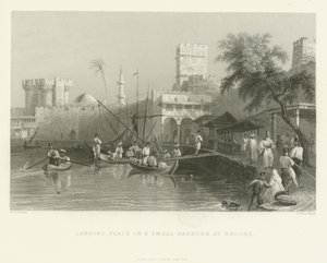 Landstigningsplats i en liten hamn på Rhodos, 1837 av English School
