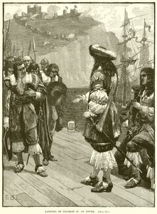 Landstigning av Charles II vid Dover av English School