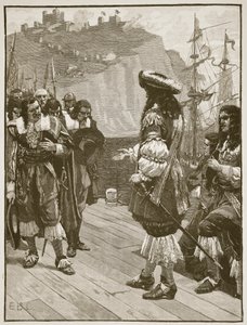 Landstigning av Charles II i Dover, 26 maj 1660, illustration från Cassells Illustrated History of England (sepiafoto) av English School