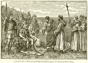 Saint Augustine landning i Kent, 597 A.D. av English School