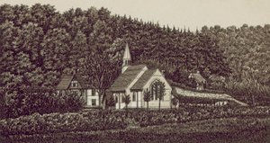 Langrishs kyrka (litografi) av English School