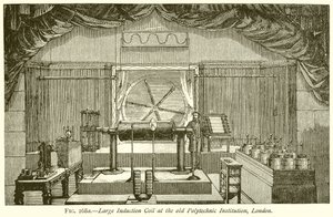 Stor induktionsspole vid Old Polytechnic Institution, London av English School
