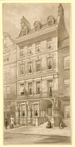 Sista huset i hörnet av Bedford Square och Adeline Street, London (wc på papper)