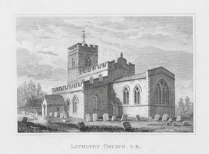 Lathbury Church, sydost (gravyr) av English School