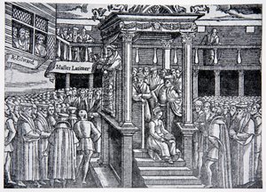 Latimer predikar före Edward VI, illustration från The History of the Nation av English School