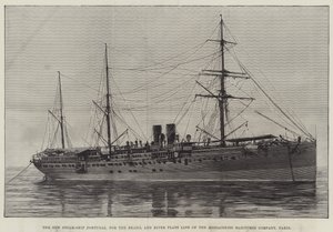 Lansering av en beväpnad australisk passagerarångare, Courier, vid Wallsend-on-Tyne (gravyr) av English School
