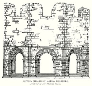 Lavabo, Mellifont Abbey, Drogheda (engraving) av English School