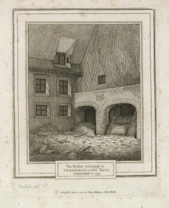 Leathersellers Hall, Bishopsgate Street. Rivs 1799 av English School