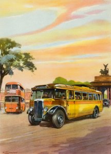 På väg från London till Glasgow (färglitografi) av English School