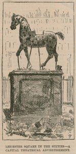 Leicester Square på 1860-talet: en stor teaterreklam av English School