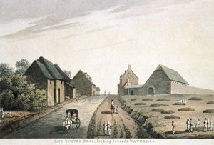 Les Quatre Bras, tittar mot Waterloo, utgiven av R. Bowyer av English School