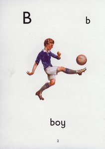 Bokstaven B, pojke (färg litho) av English School
