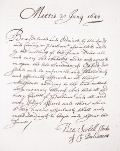 Brev av Henry Scobell, 20 juni 1648 av English School