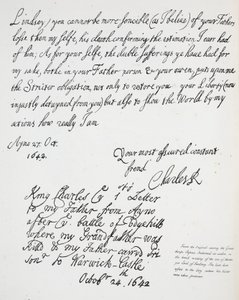 Brev från Charles II till Montague, Earl of Lindsey, 27 oktober 1642 av English School
