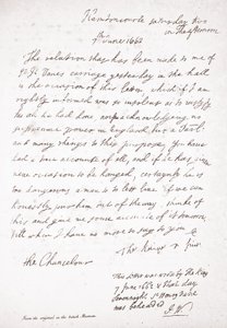 Brev från Charles II till kanslern Lord Clarendon, 7 juni 1662 av English School