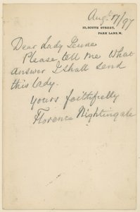Brief von Florence Nightingale von English School
