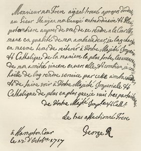 Brev från George I till Karl VI, 1717, publicerat i 