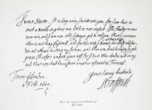 Brev från Lord Strafford till sin hustru, från Towern i London, 4 februari 1640 av English School