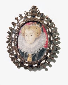 Lettice Knollys, Lady Leicester (akvarell på veläng) av English School