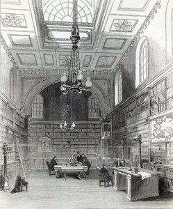 Överhusets bibliotek, från "The Illustrated London News", 22 mars 1845. av English School
