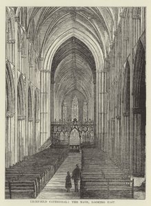 Lichfield Cathedral, långhuset, österut av English School