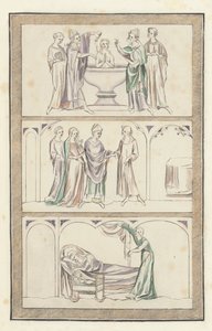 Life of Thomas Becket (färgad gravyr) av English School