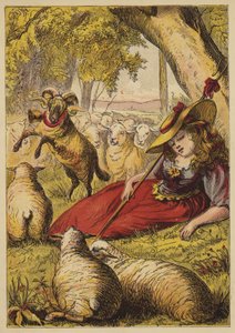 Little Bo-Peep (färgad gravyr) av English School