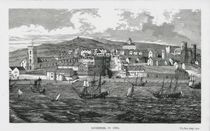 Liverpool år 1680 (gravyr) av English School