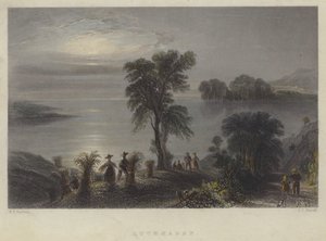 Lochmaben, Skottland (färgad gravyr) av English School