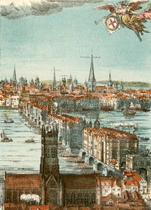 London Bridge (gravyr i färg) av English School