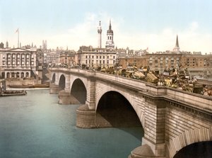 London Bridge (handfärgat foto) av English School