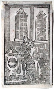 London Stone, Cannon Street, ca 1700 (träsnitt) av English School