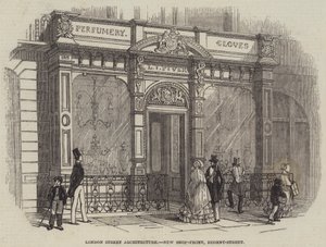 London Street Architecture, New Shop-Front, Regent-Street (gravyr) av English School
