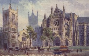 London, Westminster Abbey och St Margarets Church av English School