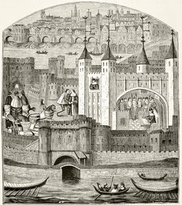 London and the Tower of London på 1400-talet, från "The National and Domestic History of England" av William Hickman Smith Aubrey (1858-1916) publicerad London, ca 1890 av English School