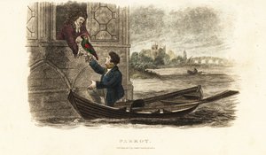 Londonbåtsman räddar en talande papegoja som tillhör kung Henry VIII av England av English School