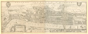 London under drottning Elizabeth I:s regeringstid, en faksimil (förminskad) av kartan av Aggas 1560