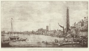 London ser mot Westminster (litho) av English School