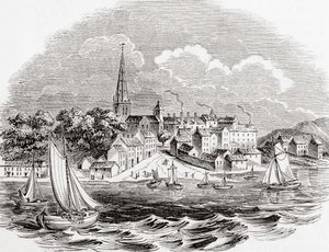 Londonderry, Nordirland, från Old England: Ett bildmuseum, pub. 1847 av English School