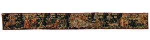 Lång remsa av gobeläng föreställande figurer som rider, går och jagar, ca 1600 (ull) av English School
