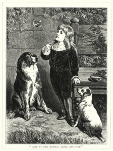 "Titta på den här bubblan, grön och rosa" (gravyr) av English School
