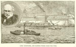 Lord Armstrong och Elswick Works from the Tyne av English School